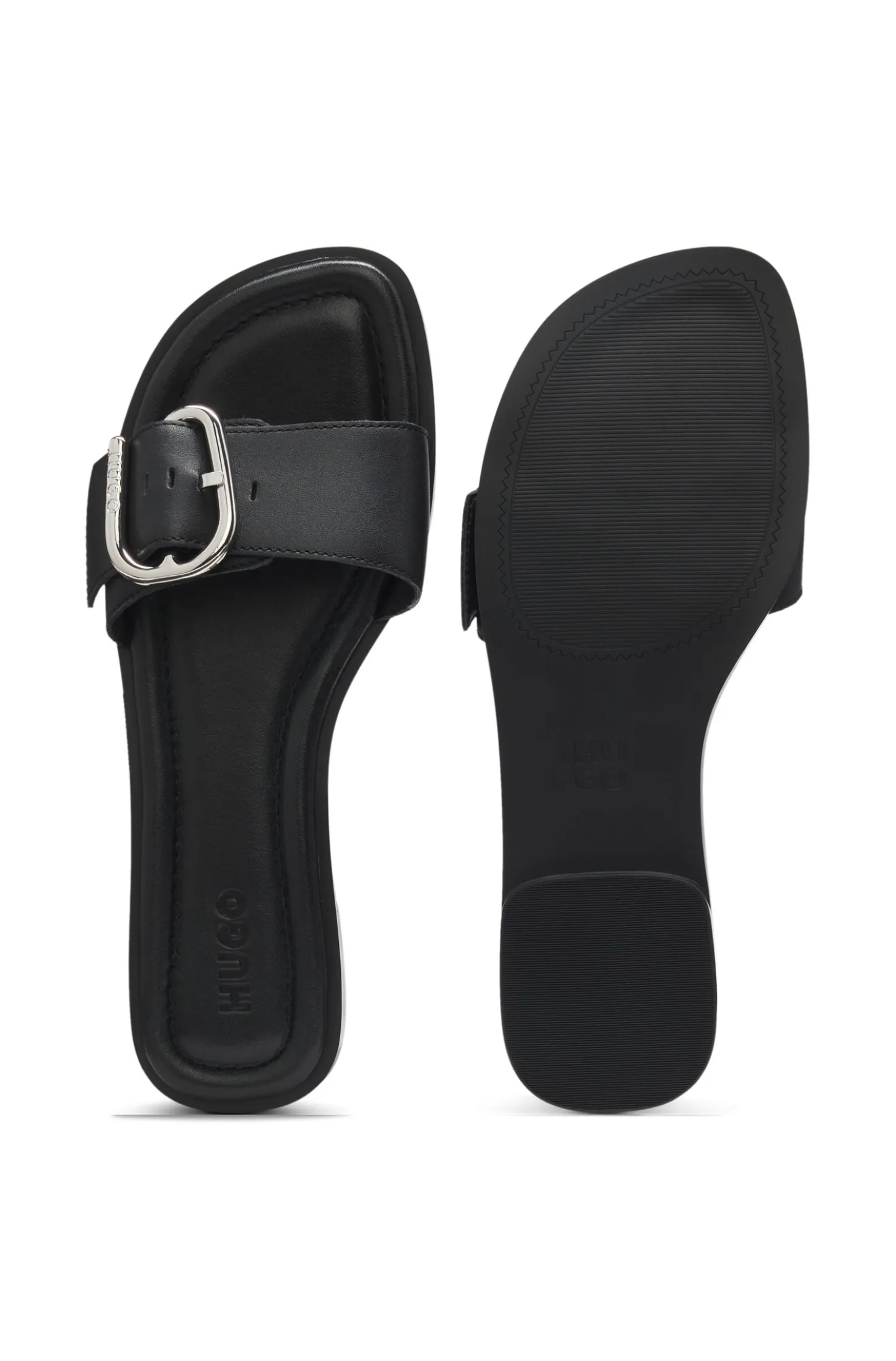 Lederslipper mit Logo-Schließe