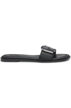 Lederslipper mit Logo-Schließe