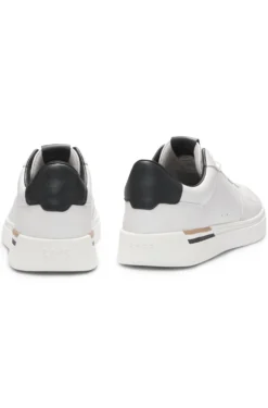 Ledersneakers mit kontrastfarbenen Logos