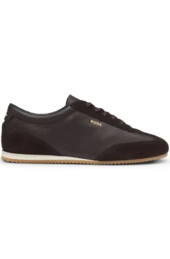 Ledersneakers mit Veloursleder-Details