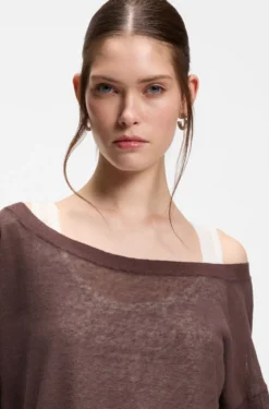 Leinen-Baumwoll-Pullover mit Unterzieh-Layer