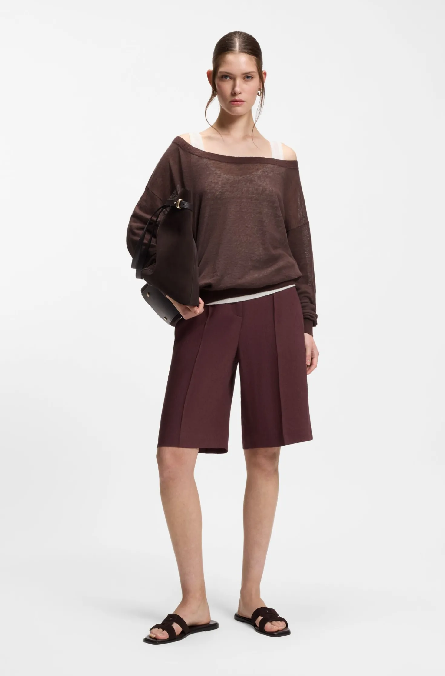 Leinen-Baumwoll-Pullover mit Unterzieh-Layer