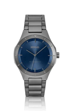 Lit Grau beschichtete Uhr mit blauem Zifferblatt