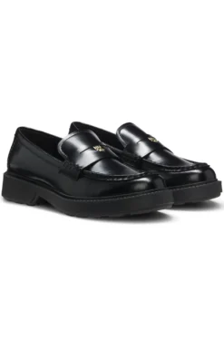 Loafer aus Leder mit Pennyloafer-Besatz und Stacked-Logo