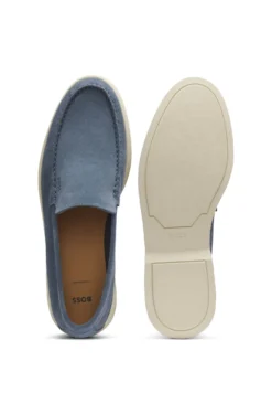 Loafer aus Veloursleder mit geprägtem Logo