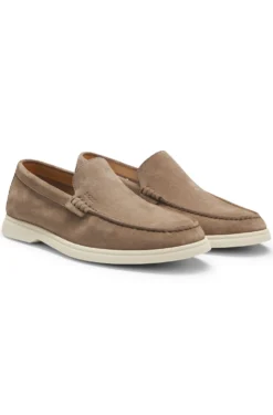 Loafer aus Veloursleder mit geprägtem Logo