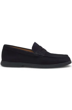 Loafer aus Veloursleder mit Pennyloafer-Besatz und Logo