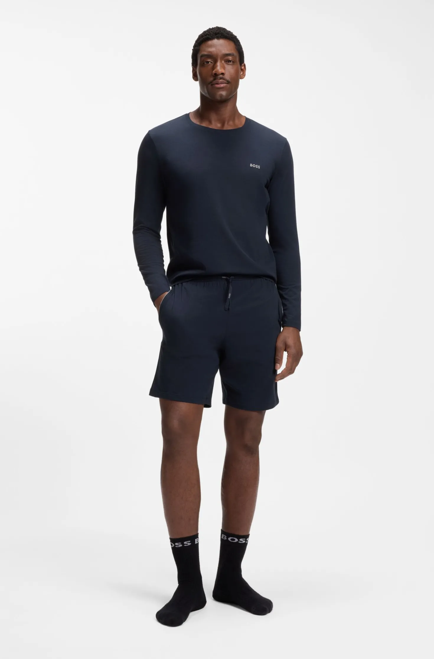 Longsleeve aus Stretch-Baumwolle mit Logo-Stickerei