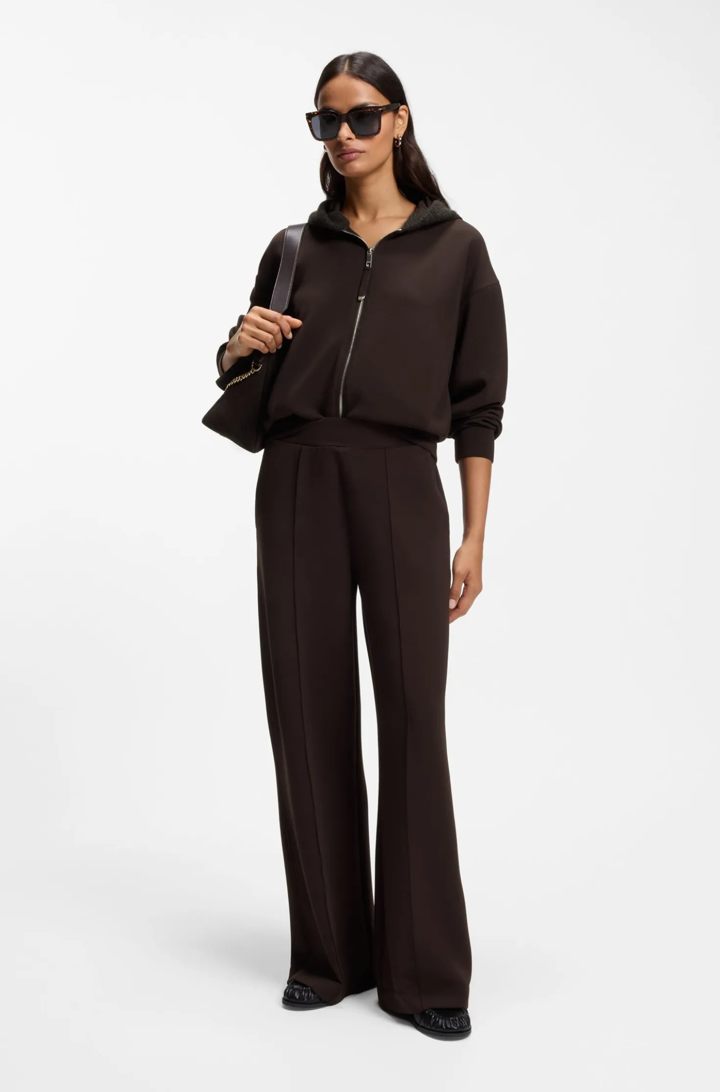 Loose-Fit Hoodie aus Scuba-Jersey mit Reißverschluss