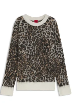 Loose-Fit Strickpullover mit Leoparden-Jacquard