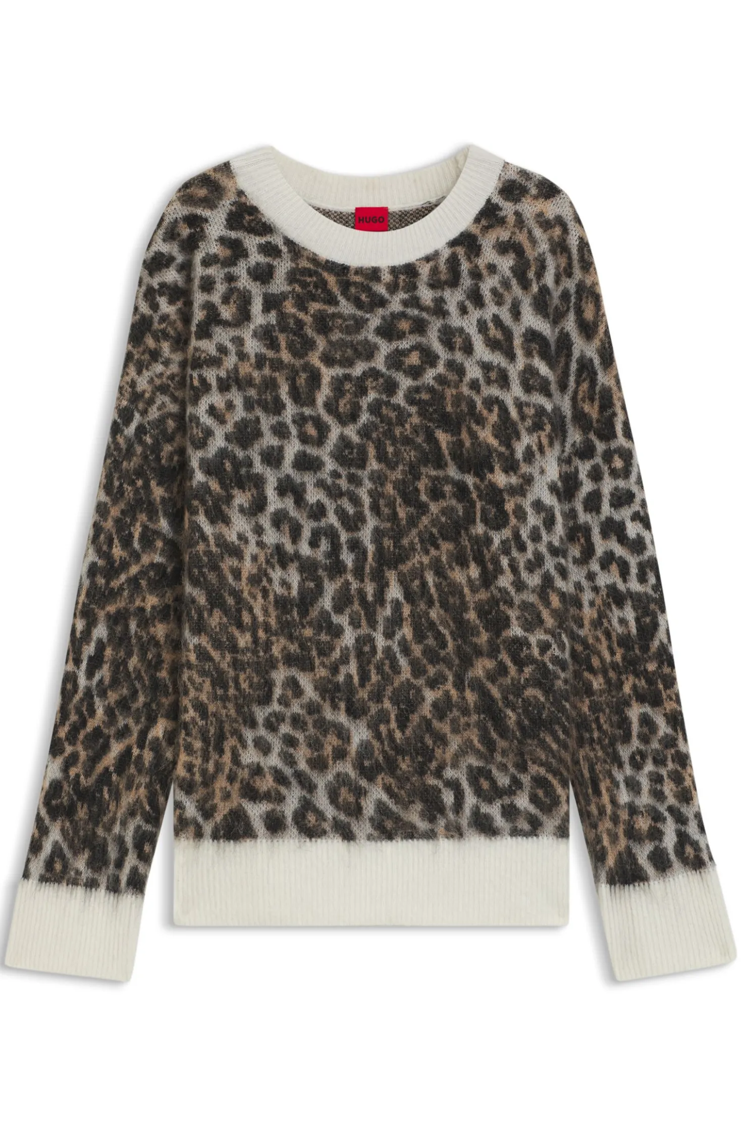 Loose-Fit Strickpullover mit Leoparden-Jacquard