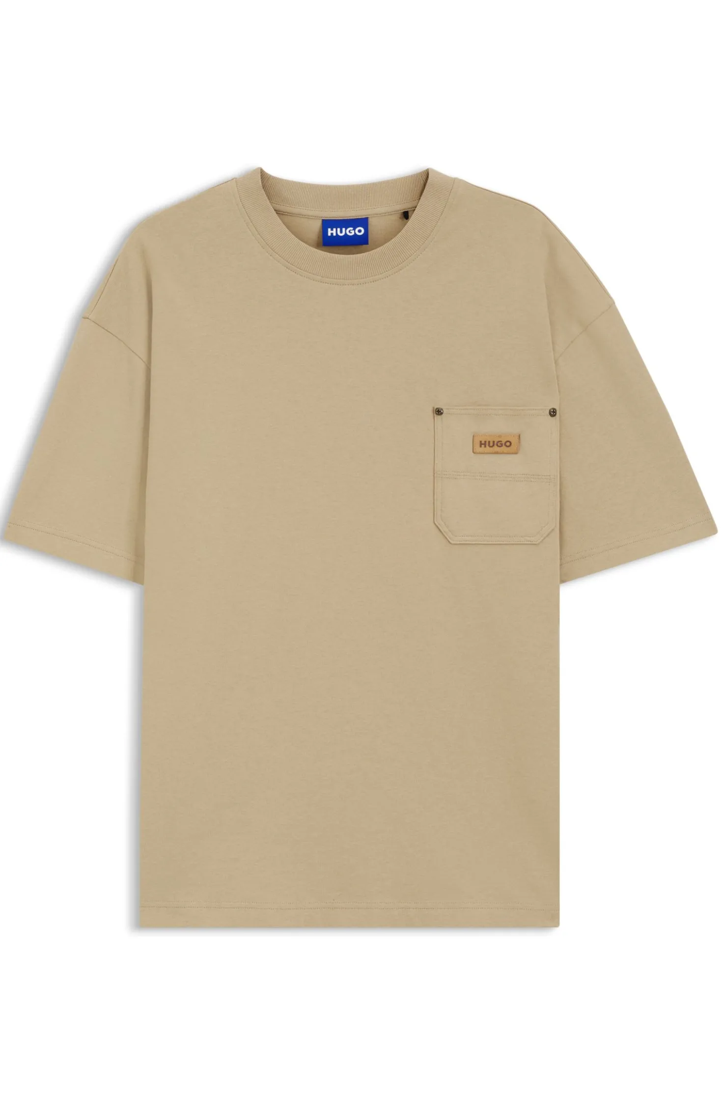 Loose-Fit T-Shirt aus Baumwolle mit Logo-Patch aus Veloursleder
