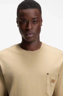 Loose-Fit T-Shirt aus Baumwolle mit Logo-Patch aus Veloursleder