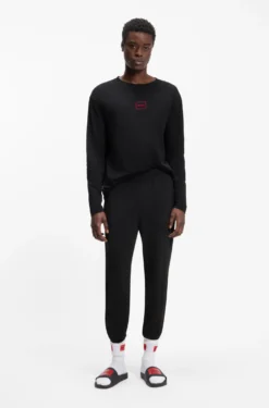 Loungewear-Hose mit Bündchen aus Stretch-Baumwolle mit Logo-Print