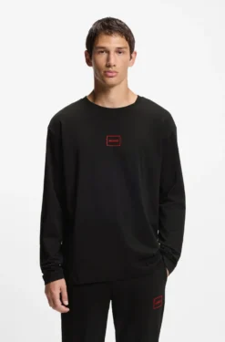 Loungewear-Top aus Stretch-Baumwolle mit Logo