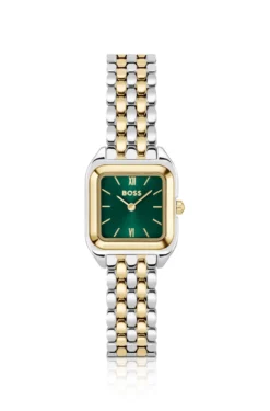 MAE PETITE Uhr mit grünem Zifferblatt und zweifarbigem Armband