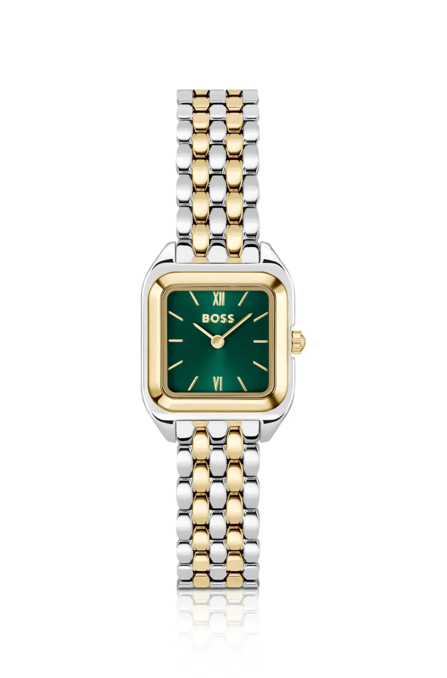 MAE PETITE Uhr mit grünem Zifferblatt und zweifarbigem Armband