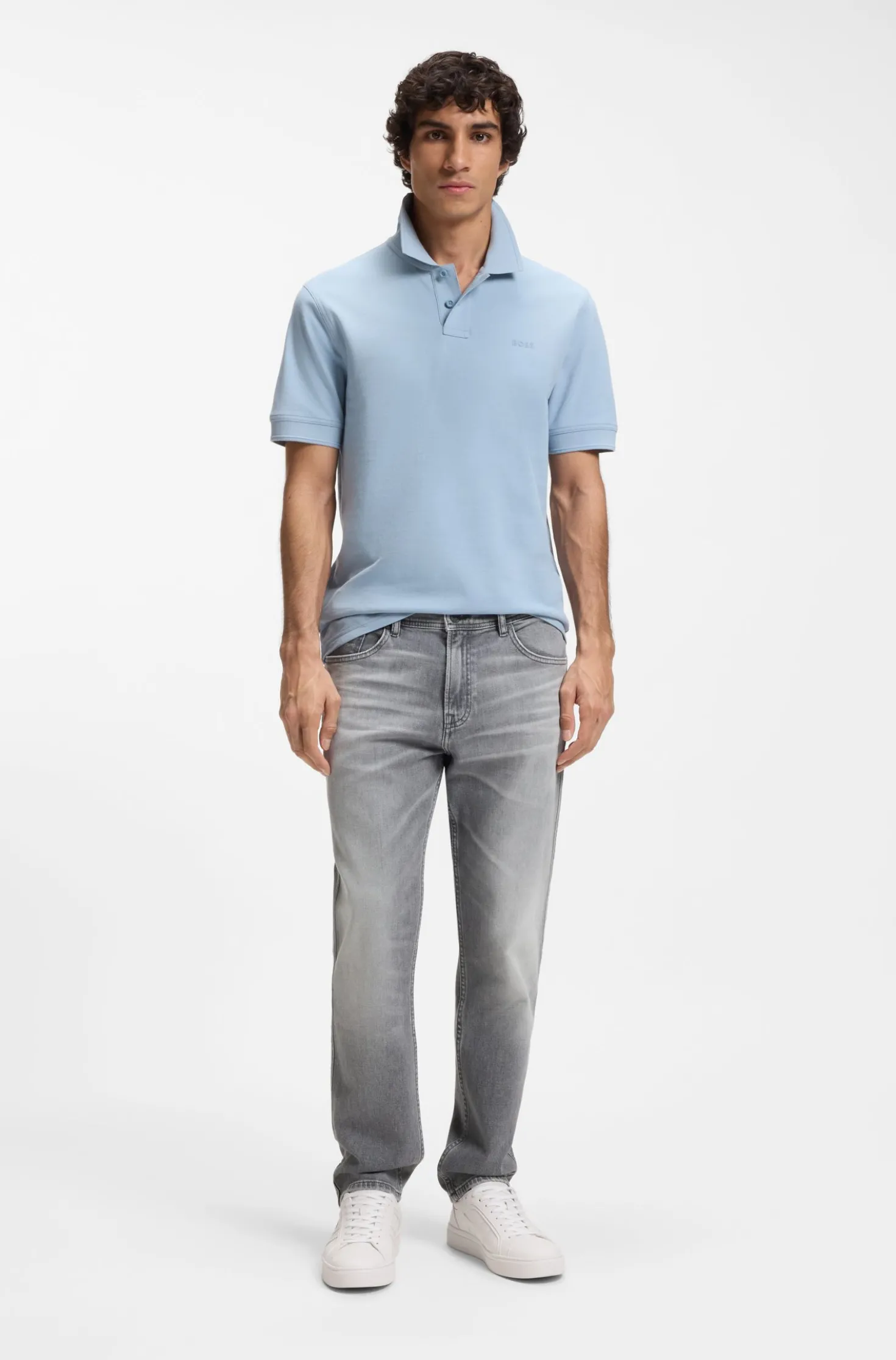 Maine Regular-Fit Jeans aus bequemem Stretch-Denim in Grau
