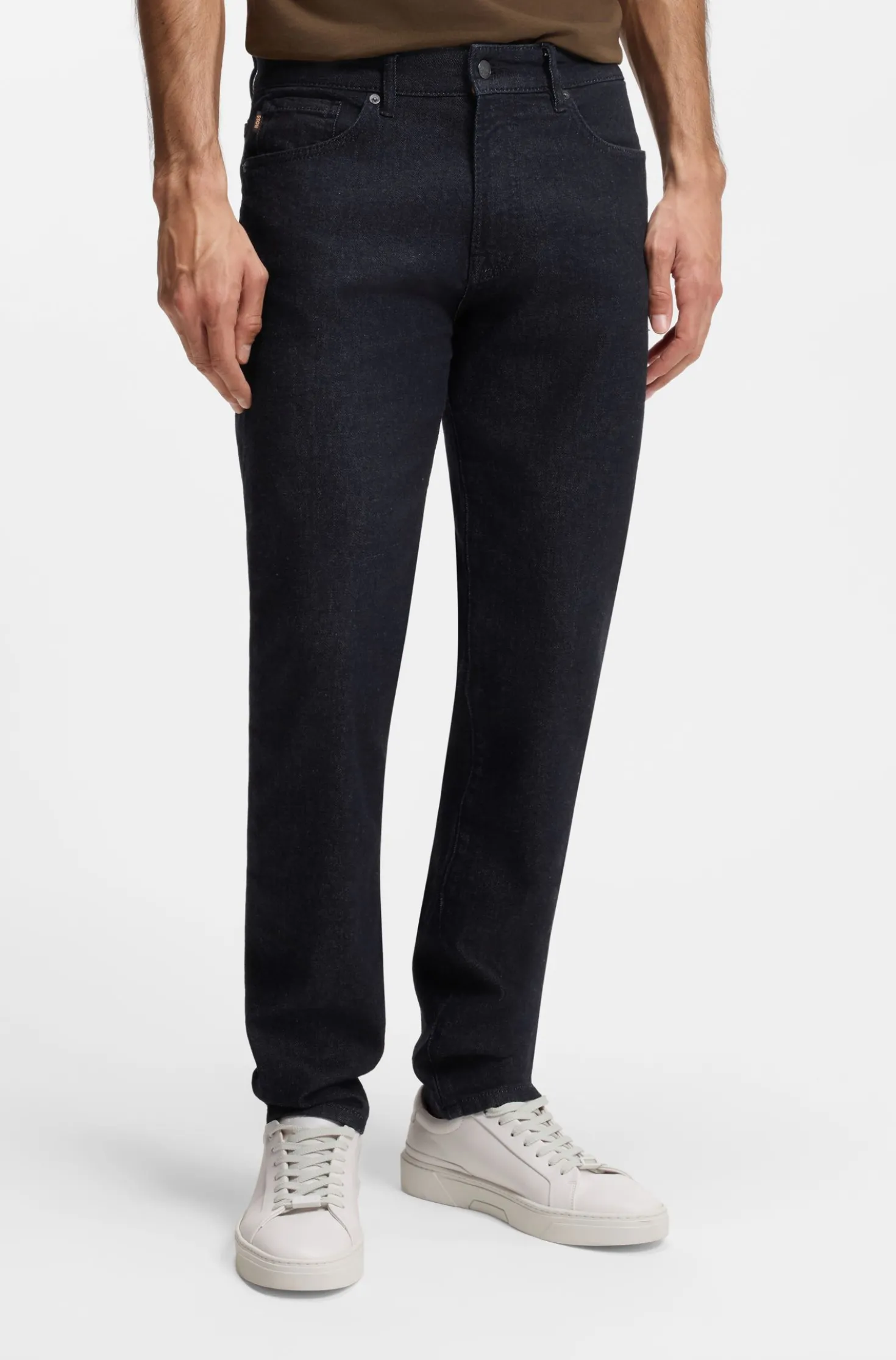 Maine Regular-Fit Jeans aus dunkelblauem Stretch-Denim