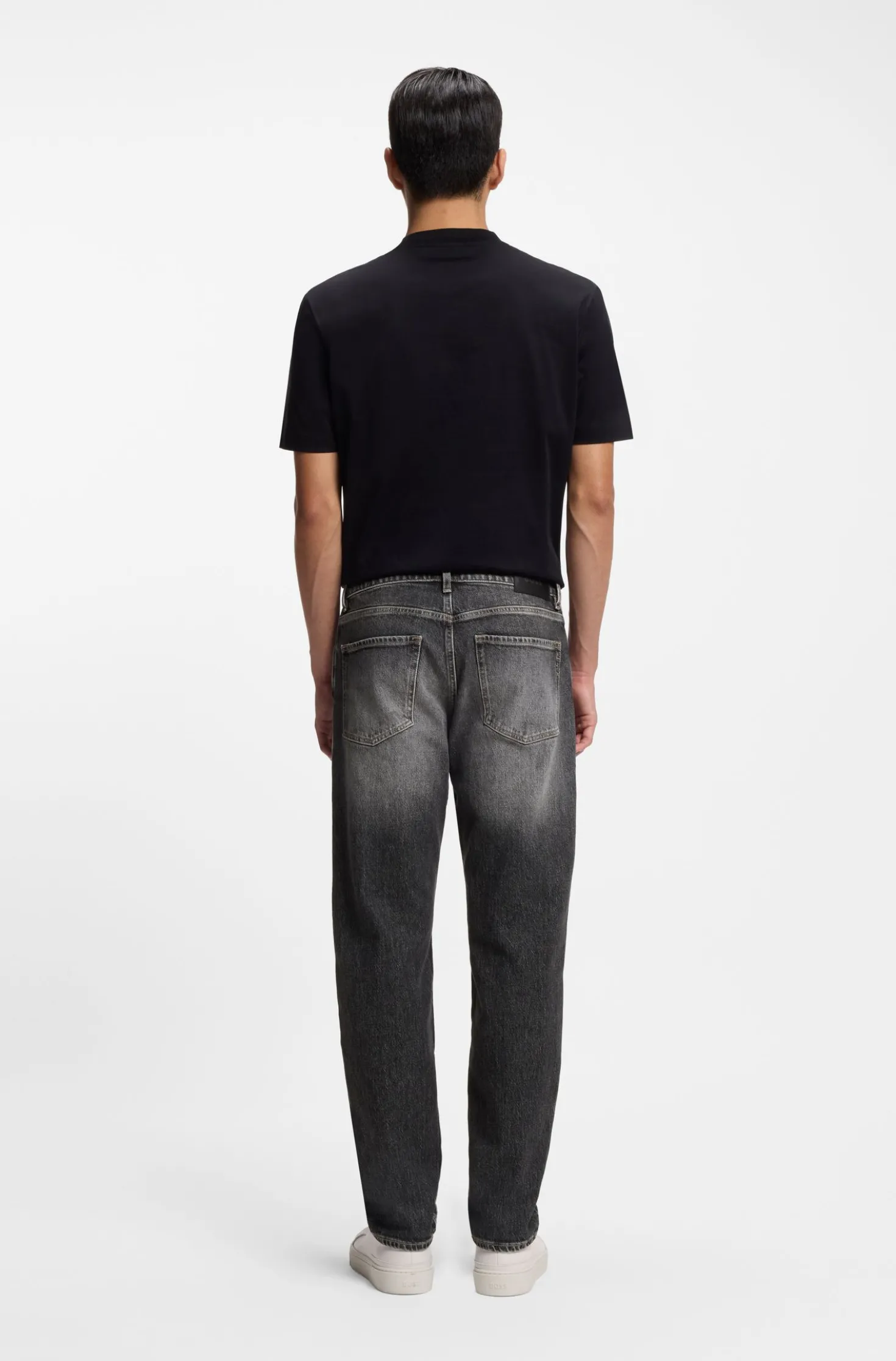 Maine Regular-Fit Jeans aus schwarzem Stretch-Denim