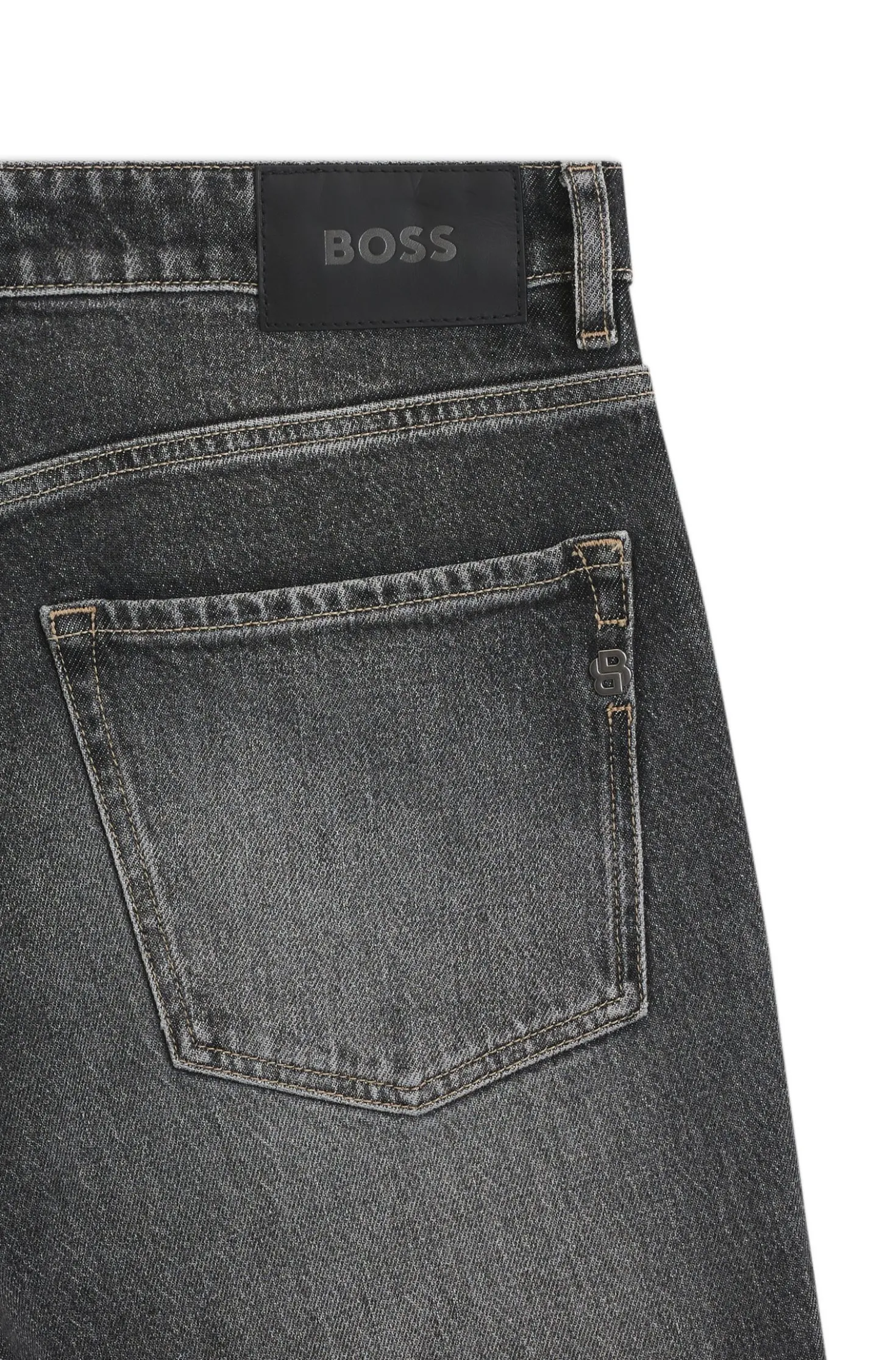Maine Regular-Fit Jeans aus schwarzem Stretch-Denim