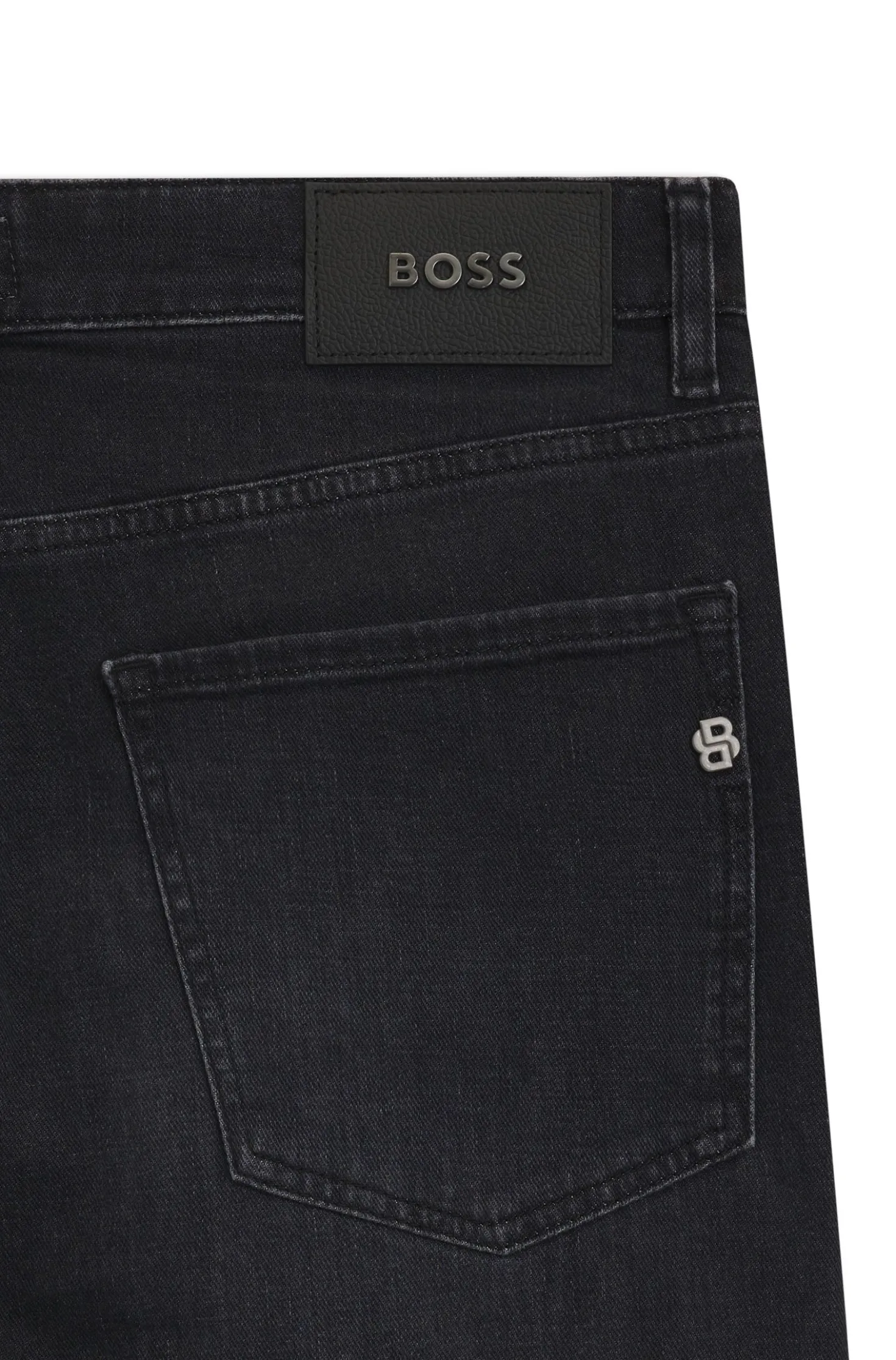 Maine Schwarze Regular-Fit Jeans aus besonders softem italienischem Denim