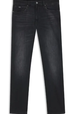 Maine Schwarze Regular-Fit Jeans aus besonders softem italienischem Denim