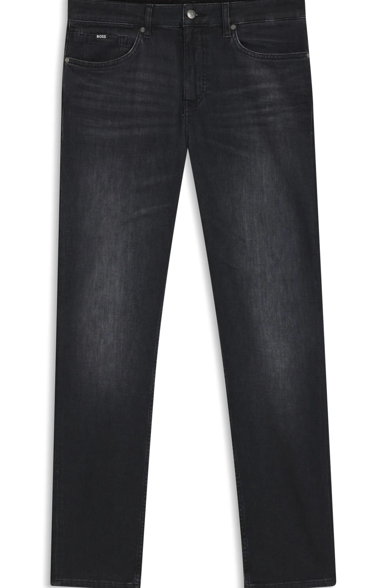 Maine Schwarze Regular-Fit Jeans aus besonders softem italienischem Denim