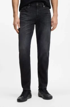 Maine Schwarze Regular-Fit Jeans aus besonders softem italienischem Denim