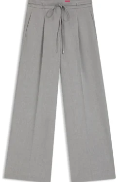 Melierte Regular-Fit Hose aus elastischem Gewebe mit weitem Bein