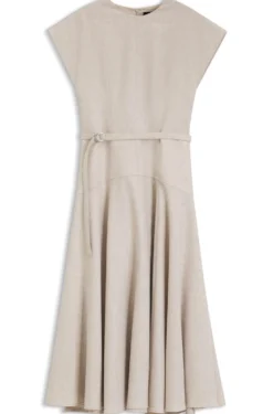 Meliertes Maxikleid aus Flanell mit Gürtel