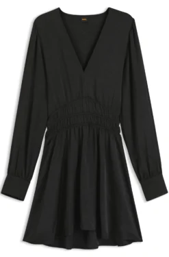 Midikleid aus Satin in Knitter-Optik