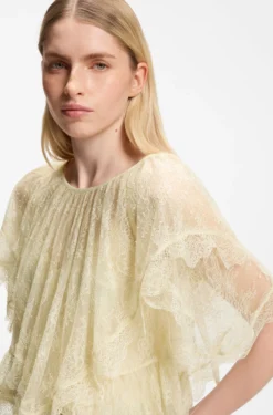 Mini-Cape-Bluse mit Spitzenbesätzen