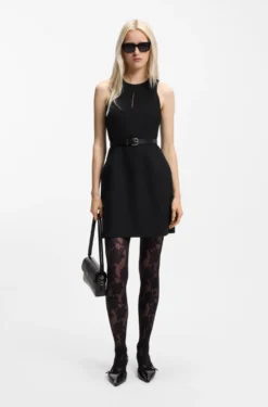 Minikleid aus Stretch-Twill mit Schlüsselloch-Ausschnitt