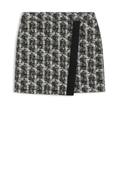 Minirock aus Tweed mit Feder-Muster