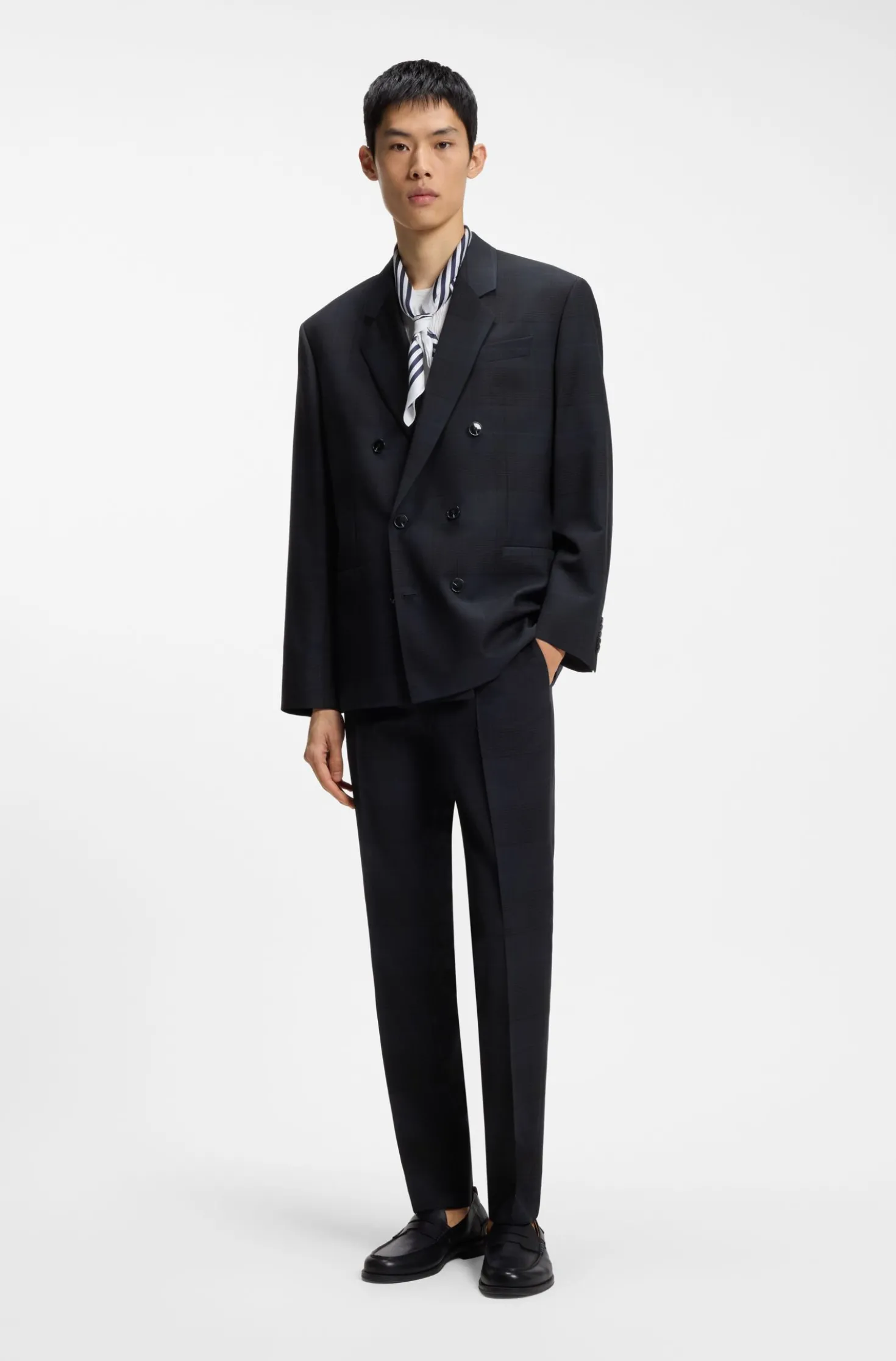 Modern-Fit Blazer aus karierter Schurwolle