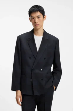 Modern-Fit Blazer aus karierter Schurwolle