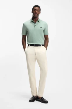 Modern-Fit Hose aus bügelleichtem Baumwoll-Mix mit Twill-Struktur