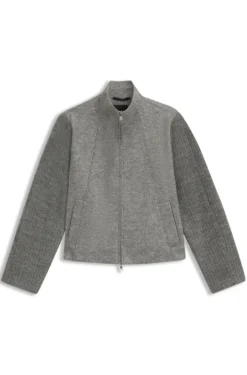 Modern-Fit Jacke aus gekochter Schurwolle