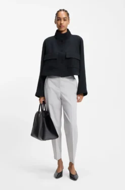Modern-Fit Jacke aus knitterfreiem Krepp