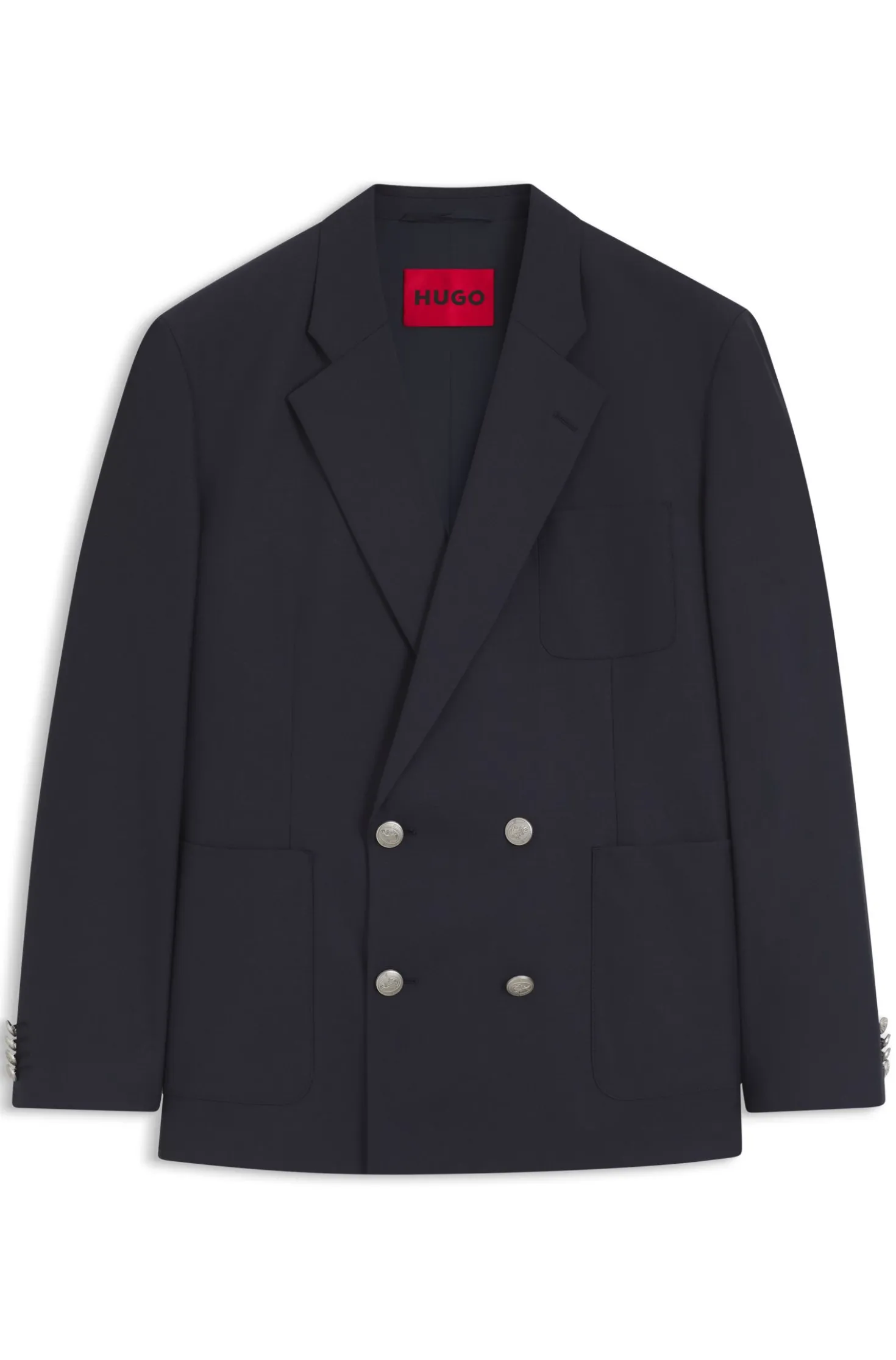 Modern-Fit Popeline-Blazer aus Woll-Mix