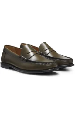 Mokassins aus Leder mit Pennyloafer-Besatz