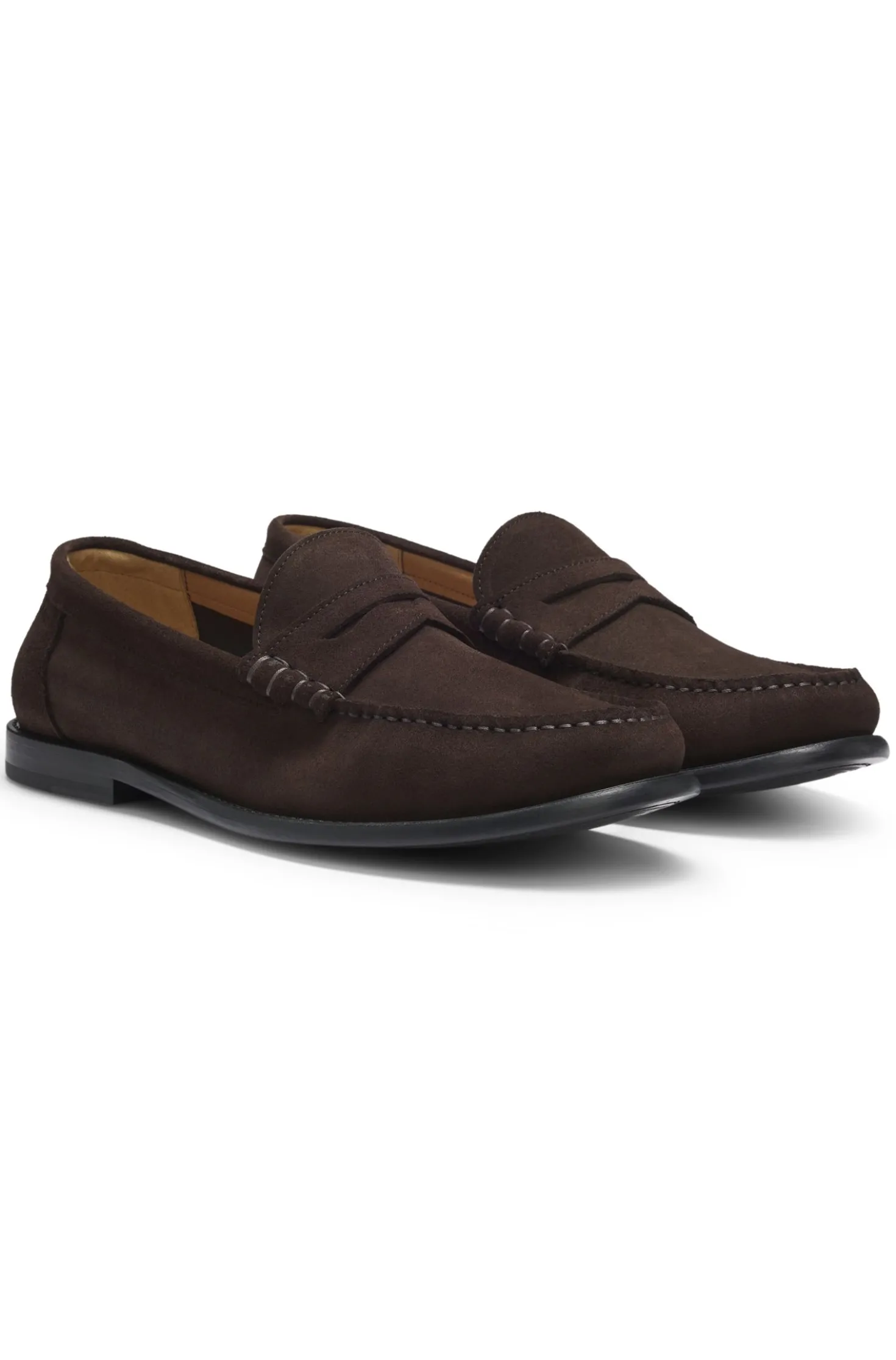 Mokassins aus Veloursleder mit Pennyloafer-Detail und geprägtem Logo