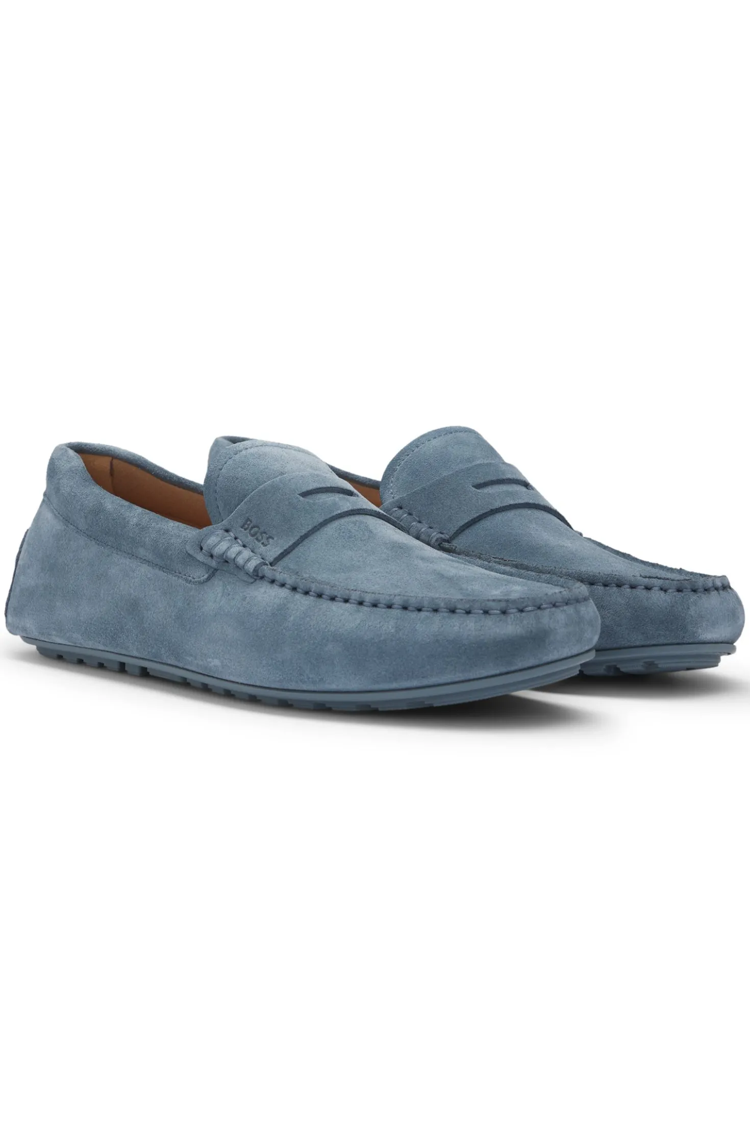 Mokassins aus Veloursleder mit Pennyloafer-Detail