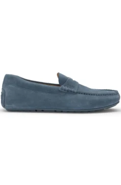Mokassins aus Veloursleder mit Pennyloafer-Detail