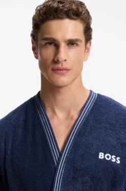 Morgenmantel aus Baumwolle mit Logo-Stickerei