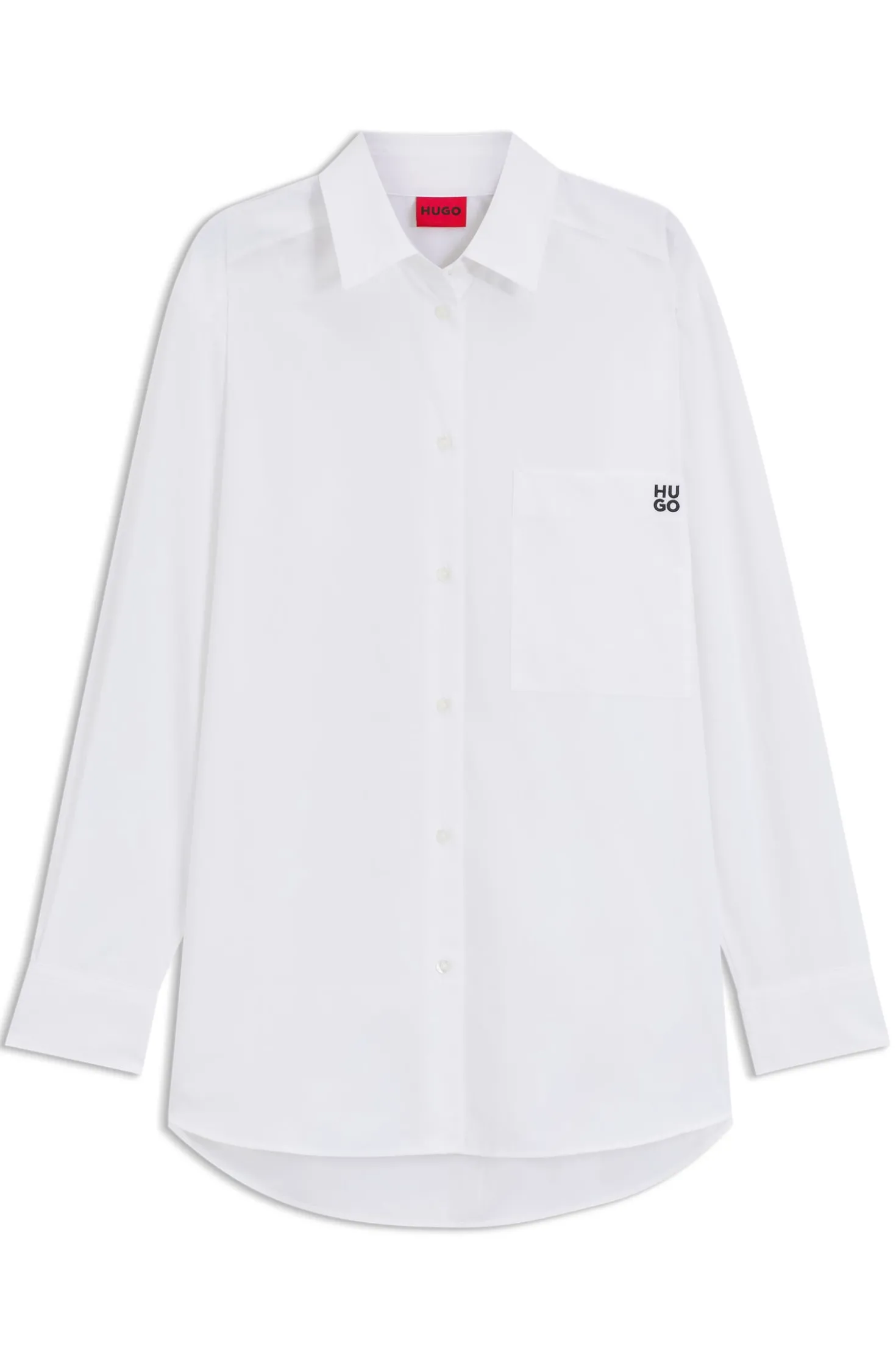 Oversized Bluse aus Baumwoll-Canvas mit Logo-Stickerei