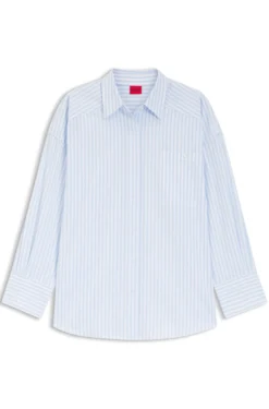 Oversized Bluse aus gestreifter Baumwoll-Popeline