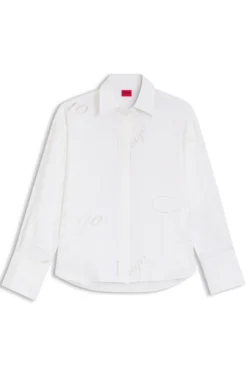 Oversized Bluse mit Burnout-Logo-Print