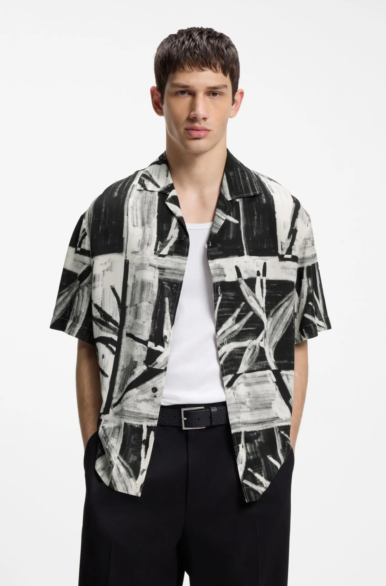 Oversized-Fit Hemd mit Print und Freizeitkragen